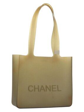 CHANEL Tote Bag Rubber Khaki CC Auth 121481